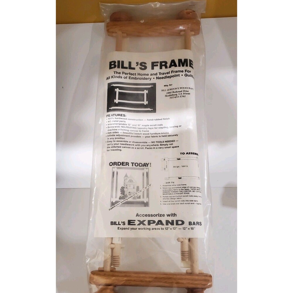 Bill's Wooden Frame Embroidery Needlepoint Cross Stitch Quilting Original NEW